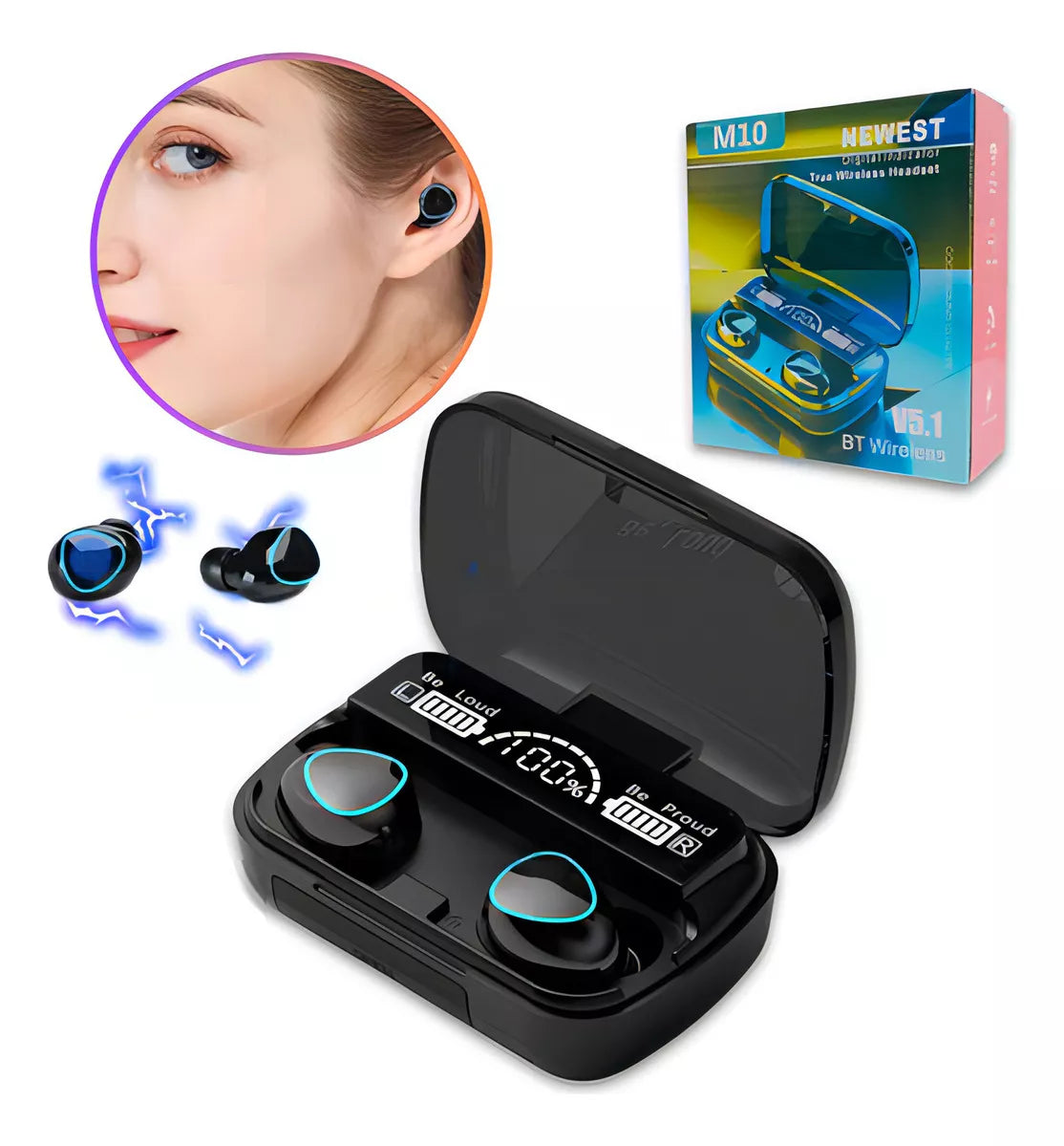 Auriculares M10 Inalámbricos Bluetooth 5.1 - Cancelación de Ruido y Resistentes al Agua