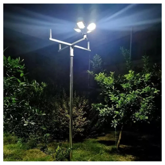 Foco Solar Tipo Poste Cuádruple - Ilumina tu Espacio Exterior con Energía Sostenible