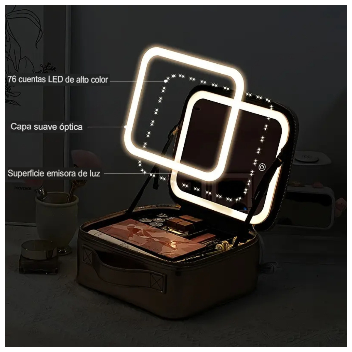 Estuche de Maquillaje + Espejo Luminoso - Maquillaje Perfecto en Cualquier Lugar