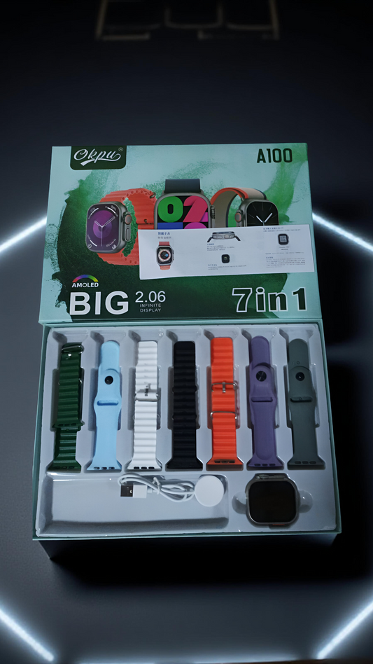 Reloj Inteligente con 7 Correas – Llamadas, Mensajes, Monitor de Sueño y Más