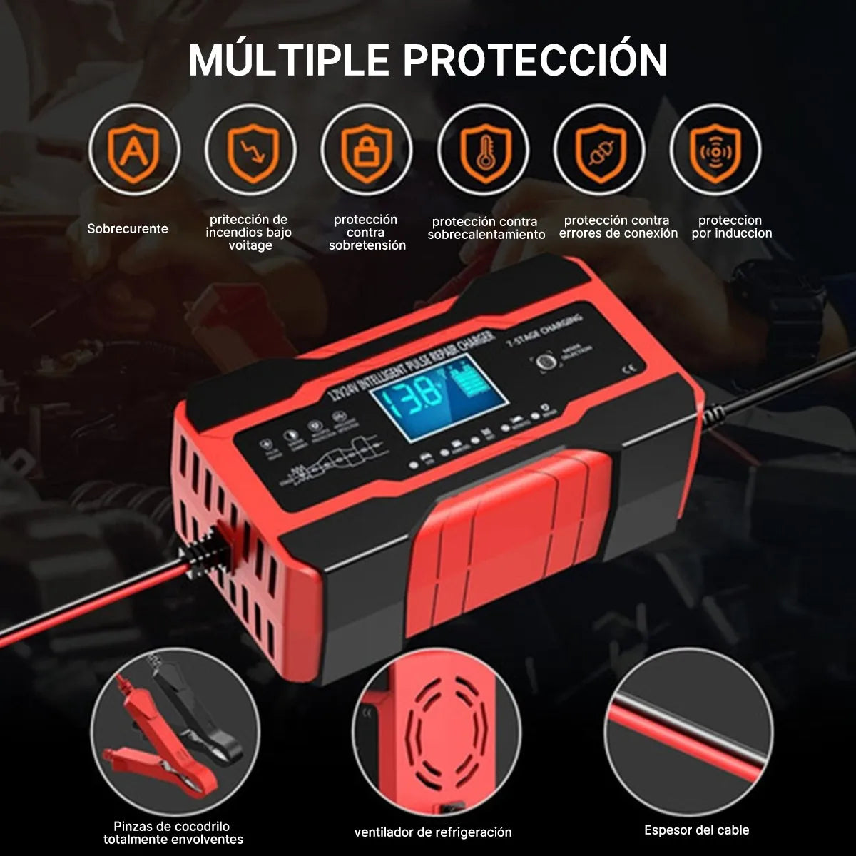 Cargador Inteligente de Batería Auto 12V 6A - Reparación y Mantenimiento