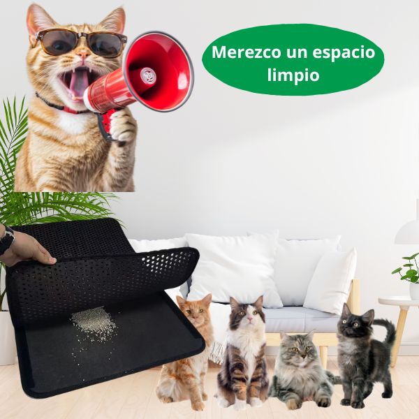 Alfombra Antideslizante para Atrapar Arena para Gatos – Fácil de Limpiar y Protección Completa