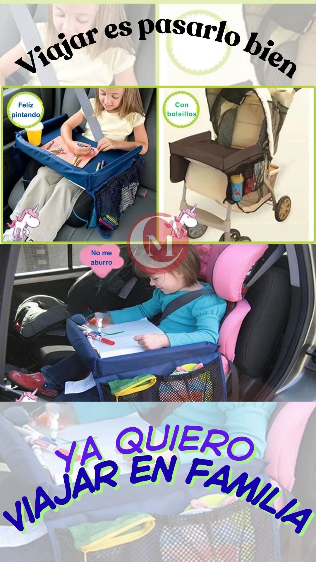 Mesa Mágica para Pequeños Viajeros – Bandeja de Viaje Infantil Impermeable