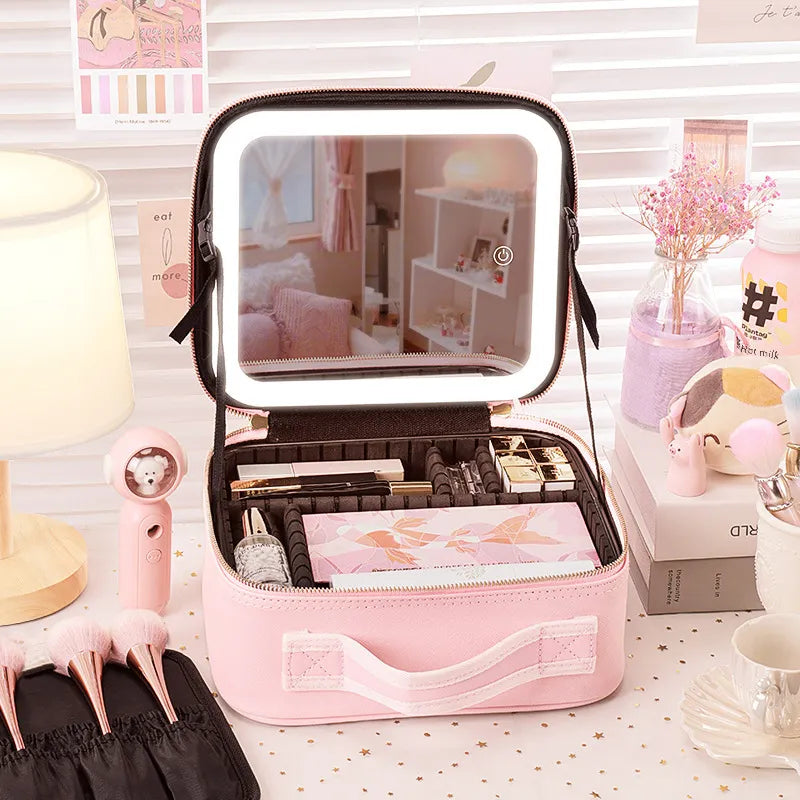 Estuche de Maquillaje + Espejo Luminoso - Maquillaje Perfecto en Cualquier Lugar