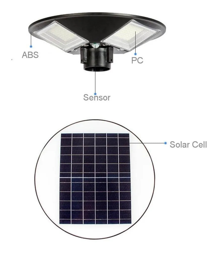Foco Solar Tipo Poste Cuádruple - Ilumina tu Espacio Exterior con Energía Sostenible