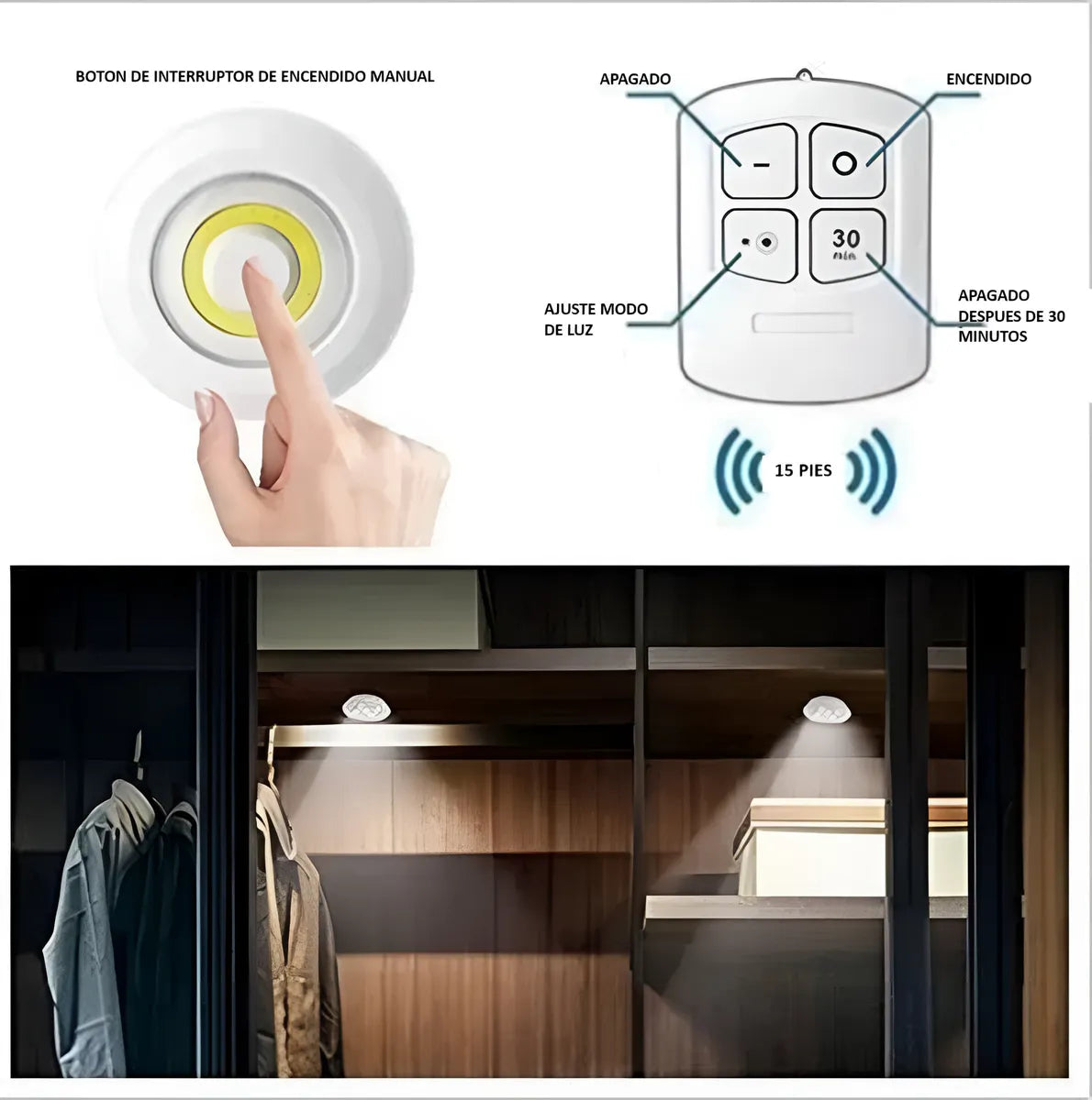 Set Lámpara de Emergencia LED con Control Remoto – Luz inalámbrica y versátil