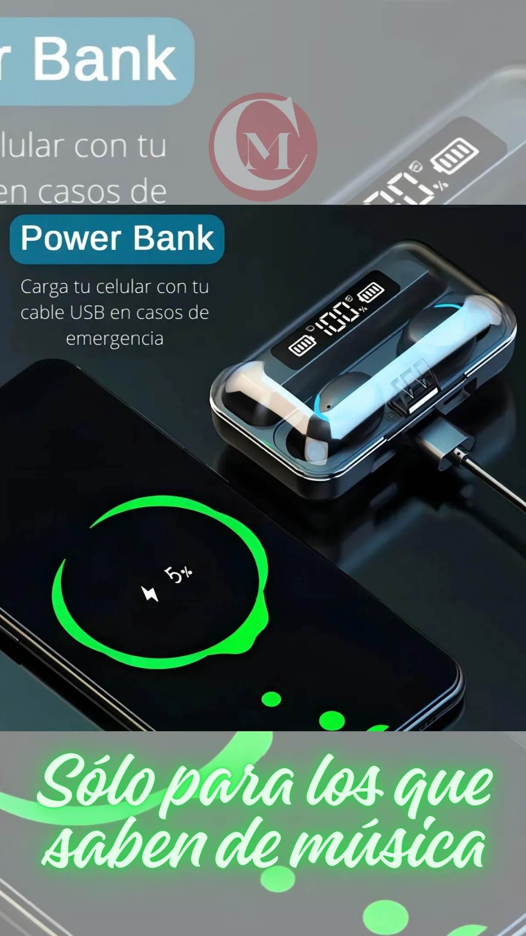 Audífonos Inalámbricos M10 TWS con Luces LED y Power Bank