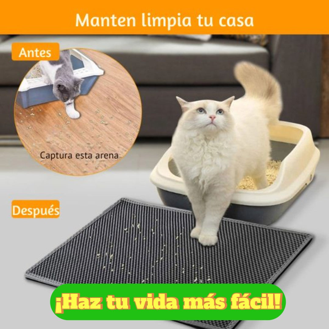 Alfombra Antideslizante para Atrapar Arena para Gatos – Fácil de Limpiar y Protección Completa