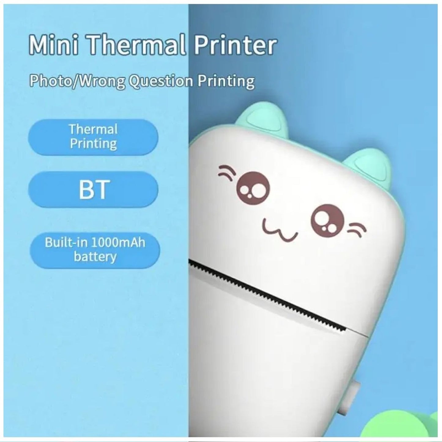 Mini Impresora Térmica Portátil de Gatito – Imprime al instante sin tinta